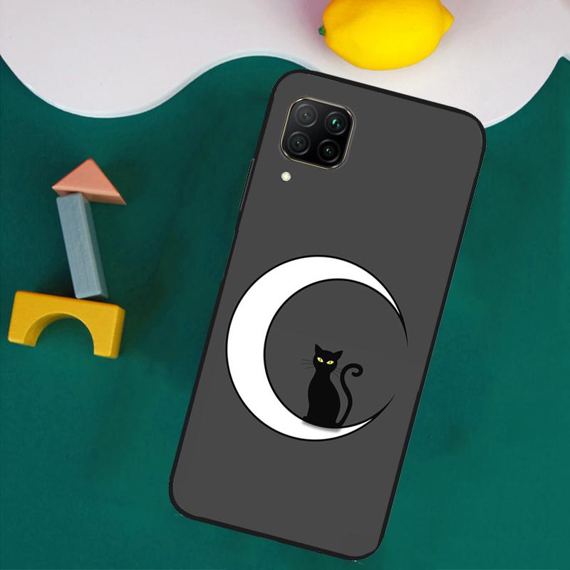 Чехол с рисунком Кошка и Луна для Huawei Nova 11i 12s 12i 8i 7i Y73 Y70 Y90 Y60 Y72 Y61 Y91 9 10 SE P30 Pro P40 Lite