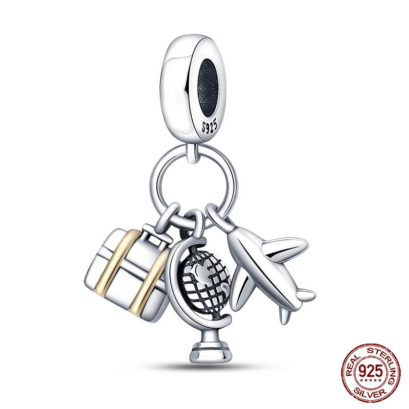 Fashion Copper Travel Aircraft Series Charms Beads Fit Original Bracelets Diy Anniversary Jewelry For Women