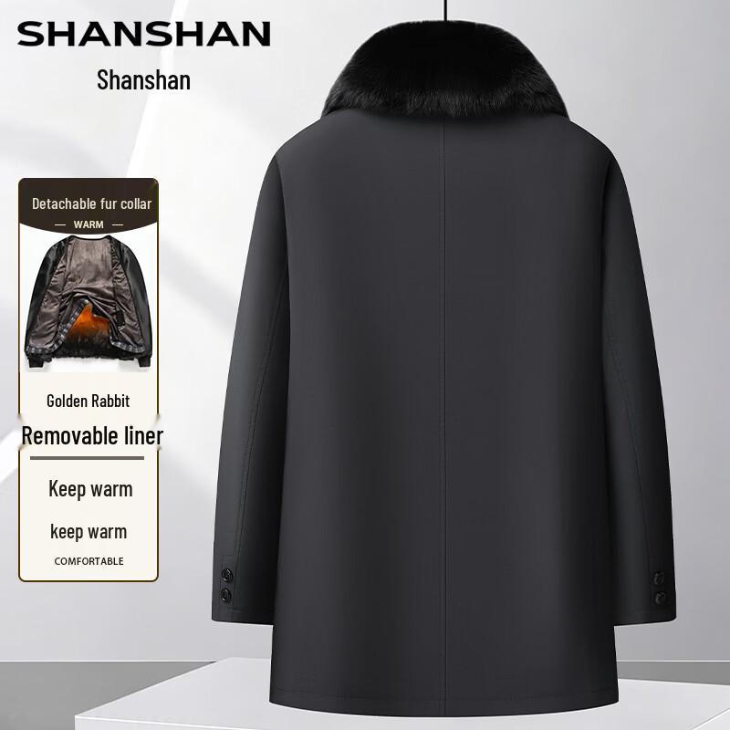 SHANSHAN Men's Fur-Lined Parka with Fox Fur Collar
