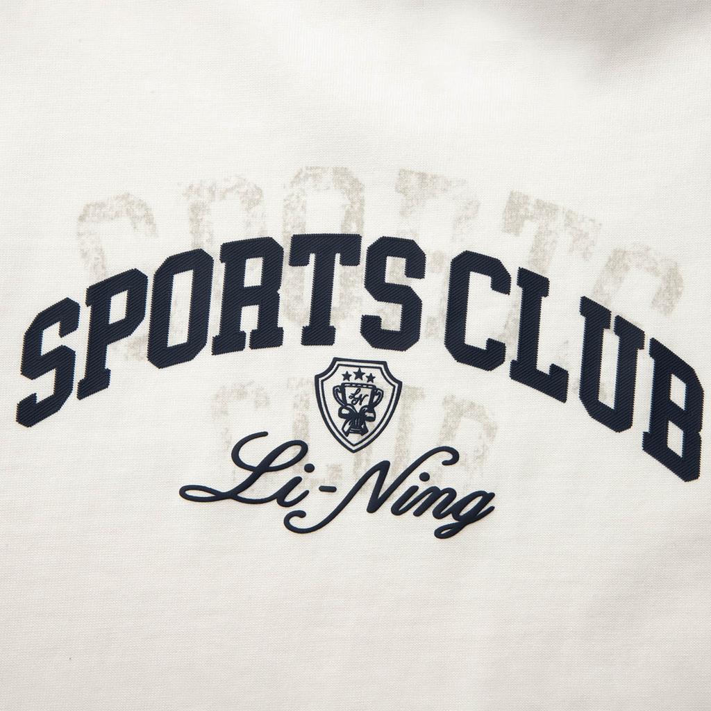 Li-Ning Футболка Sports Lifestyle Series с круглым вырезом и длинным рукавом, с принтом букв, женские футболки, цвет: белый, темно-синий AHSV010-1
