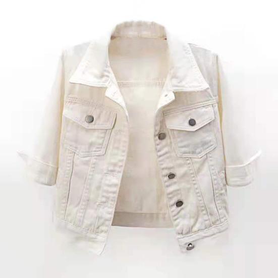 Women Coat Solid Color Slim Fit Close-fitting Young Style Wear-resistant Half Sleeve Buttons