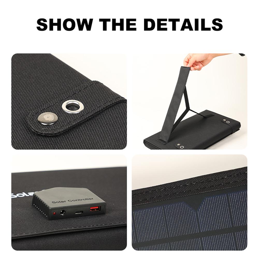 Портативная солнечная панель 60 Вт, складная монокристаллическая кремниевая солнечная зарядная плата с QC3.0/5V