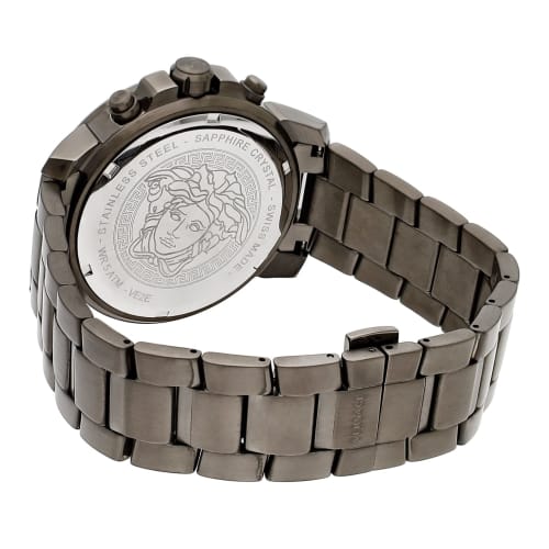 Versace New Chronograph Watch, Black Dial, Stainless Steel, Sapphire Crystal, Quartz Movement, 45mm, Swiss Made, Men's, VE2E00621