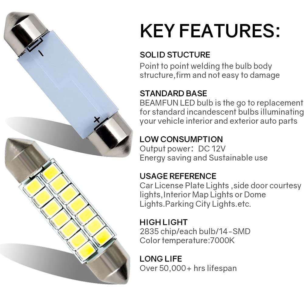 Car T10 x 41 LED 1.6 inches (41 mm), Room Lamp, T10 x