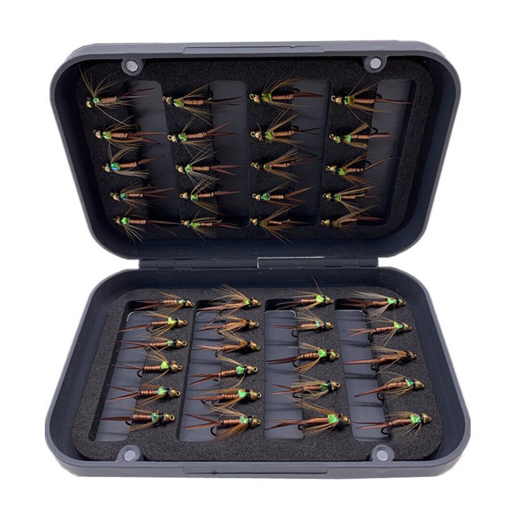 24 шт. латунная бусина с головкой, приманки для рыбалки нахлыстом, приманки для ловли форели, приманки с коробкой для мух