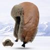 Faux Rabbit Fur Plush Ear Protection Winter Trapper Hat Leather Snow Cap With Ear Flap Fashion Ski Ushanka Hats