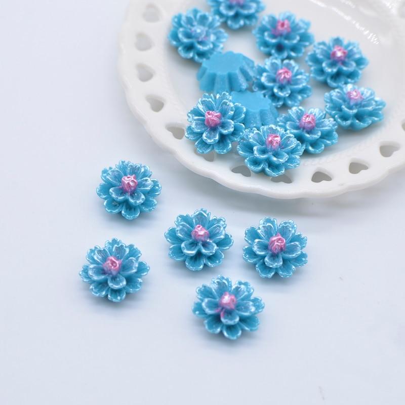 50Pcs 12mm 3D Mini Flower Lotus Flatback Planar Resin Accessories DIY Craft Phone Patches Arts Material