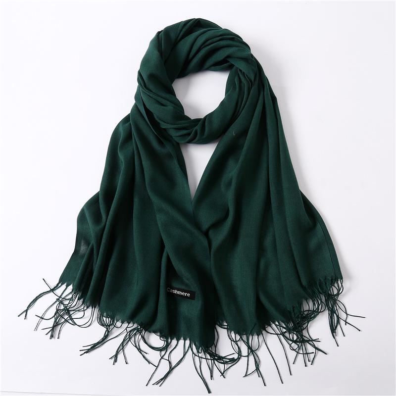 2024 Autumn And Winter Imitation Cashmere Scarf Solid Color Fashionable Versatile Warm Shawl Tassel Scarf