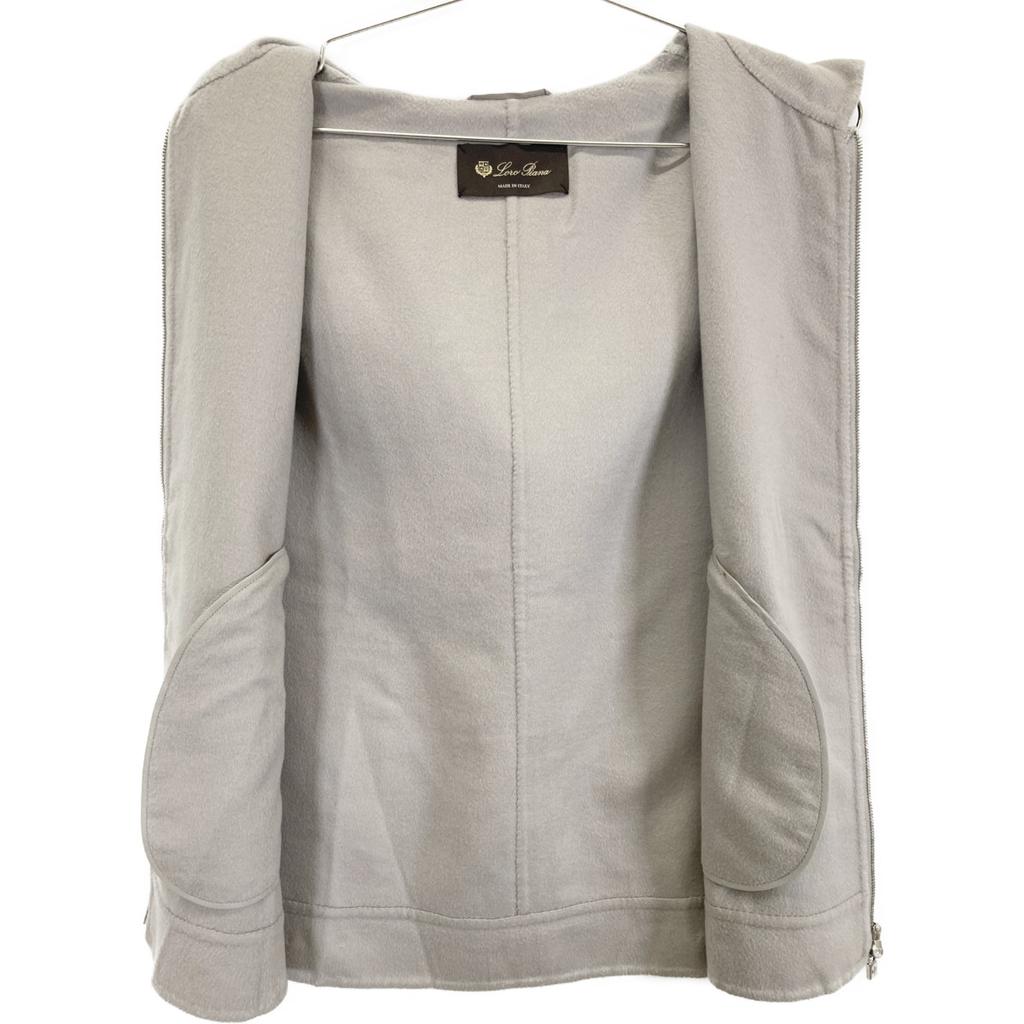 loro piana MAC1156 Серый Кашемир 100 Жилет-куртка с капюшоном на молнии Куртка 42 серыйПодержанный