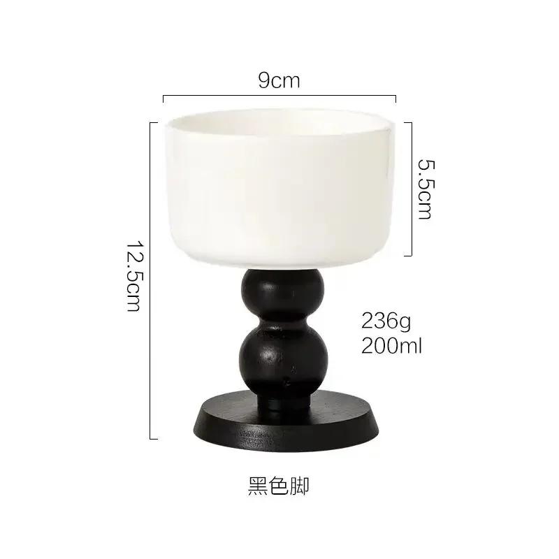 Новая креативная керамическая тарелка для закусок в стиле ретро на высоких ножках, изысканная чаша для чая, фруктов и блюдца, французская десертная чаша, высокий деревянный бокал для вина