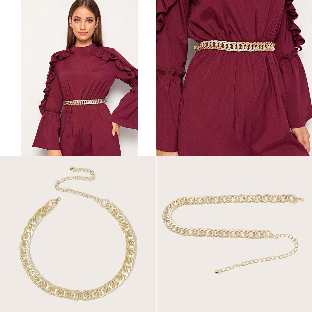 Гибкая металлическая золотая поясная цепочка для женщин с неправильной формой двойного эллипса