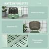 Cat Litter Box, 2 Pull-Out Trays, 1 Scoop, Litter Compartment, Removable Hood, Green and Black