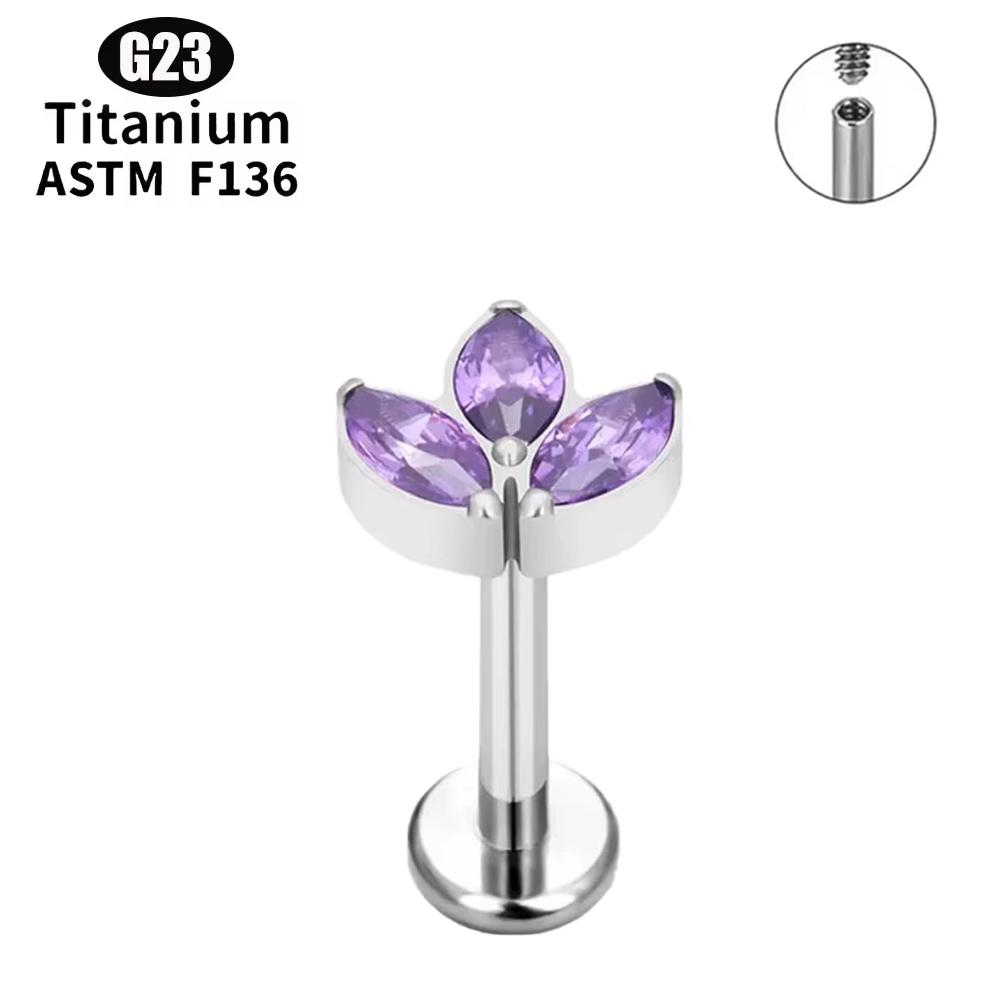 ASTM F136 Титановый Пуш-пин 5A Циркон Лабрет Пирсинг Губы Носа Для Женщин Серьга-гвоздик Трагус Хряща Украшения Пирсинг