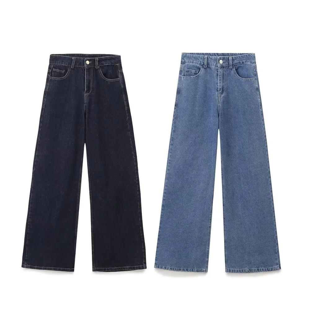 Ретро джинсовая куртка и джинсы с высокой посадкой и широкими штанинами