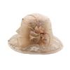 Ladies Lace Mesh Flower Top Hat Summer Shading Foldable Sunscreen Basin Hat Outdoor Big Edge Beach Sun Hat