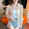 Mid-Length Loose Clothes Women Chiffon Blouse Sunscreen Shirt Summer Spring See Through Shirt Long Sleeve Thin Cardigan 26970