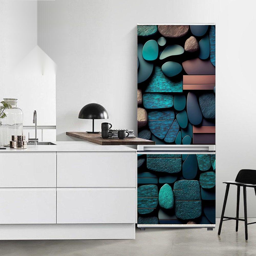 Наклейки на холодильник с фруктами, крышка холодильника, дверь, пейзаж, растение, морской винил, самоклеящаяся кухонная мебель, декор, наклейка для морозильной камеры, сделай сам