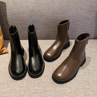 Осенние и зимние корейские сапоги Женские сезонные модные сапоги Короткие сапоги Кожаные сапоги Сезонные сапоги Ретро тонкие сапоги Ботильоны