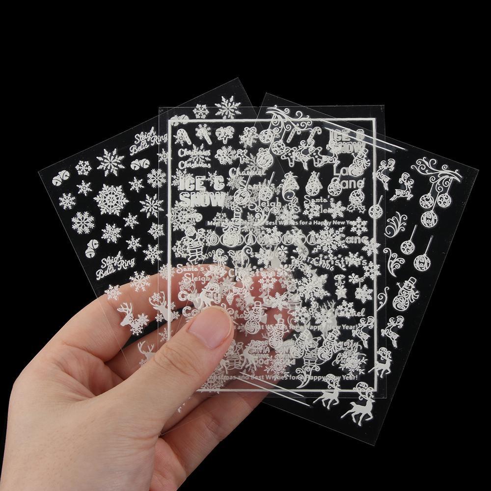 Adhesive Decals Glow In The Dark DIY Manicure White Snowflakes Nail Sticker 3D Luminous Christmas