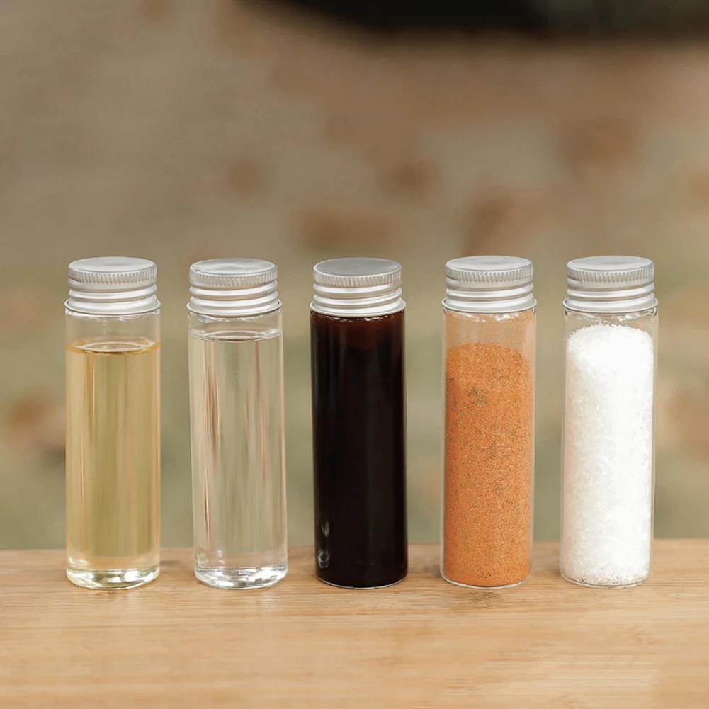 Outdoor Camping Spice Bottle Set Portable Folding Wax Canvas Waterproof Seasoning Bottles Storage Bag Picnic BBQ Seasoning Bag