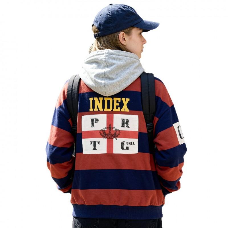 2026 Fall Winter Color Block Striped Letter Print Hoodie Casual Sweatshirt Men Women