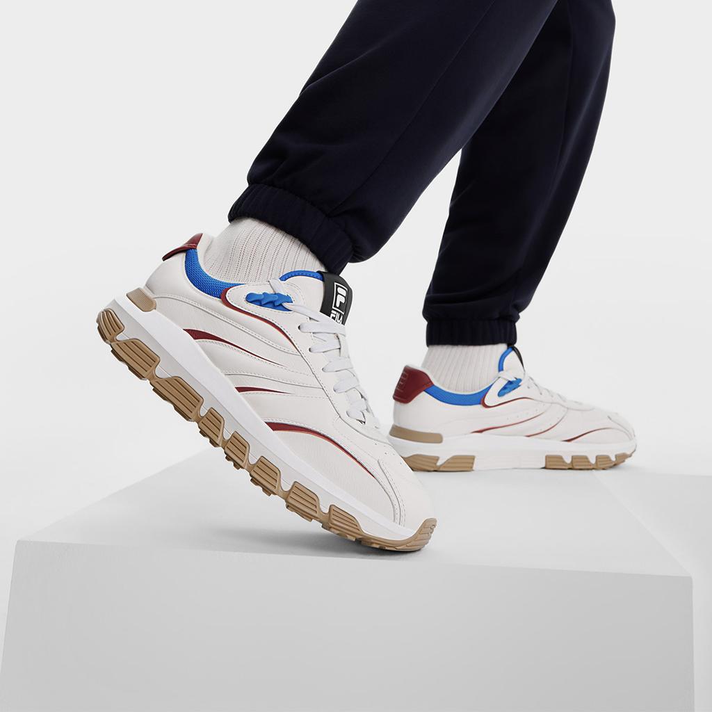 Fila Pioneer Series Ленточные Удобные Прочные Низкие Кроссовки для Бега Мужские Кроссовки Белый Красный F12M443112FMB
