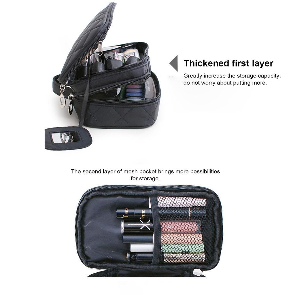 Double Diamond Lattice Waterproof Cosmetic Bag Portable Travel Cosmetic Storage Bag Large Capacity