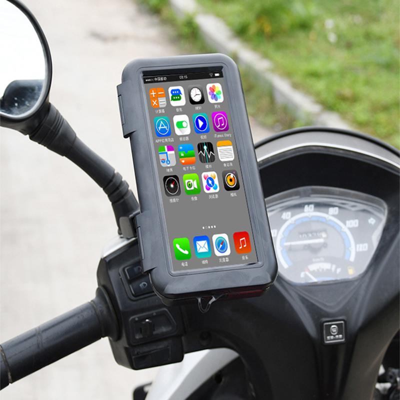 S2102 Мотоциклетная сумка для телефона Велосипедное крепление-держатель на зеркало заднего вида Водонепроницаемый чехол-накладка