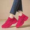 Fashion Women's New 2025 Red Casual Sports Shoes Breathable Thick Sole Old Fashioned Shoes Comfortable Flight Knit Mesh Shoes