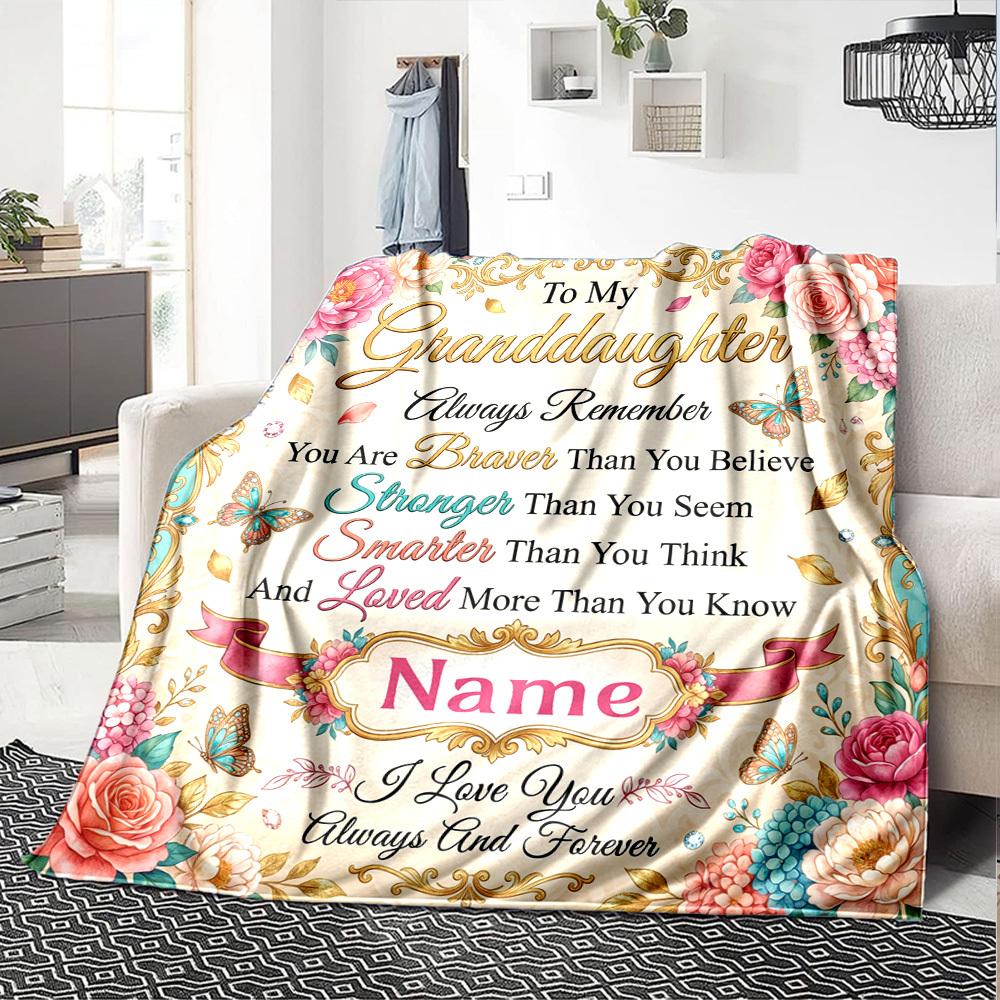 Granddaughter'S Inspirational Love Customize Your Name Blanket Warm Comfortable And Soft Blankets Are Suitable For Home Lunch Break Blanket Office
