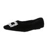 Low-heeled Diamond Furry Shoes for Women, New Winter Fashion Pointed Toe Shoes Warm Shallow-mouthed Women's Shoes
