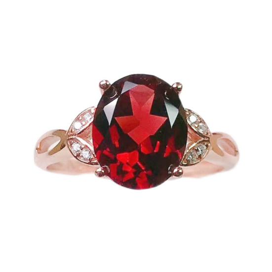 Finger Ring Geometric Imitation Garnet Jewelry Opening Adjustable Sparkling Ring for Daily Wear