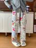 Cute Hello Kitty Women's Coral Fleece Pajama Pants Cartoon Kitty Sleepwear Loungewear