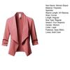 Women Business Blazer Open Stitch Cardigan Three Quarter Sleeves Straight Lapel Solid Color OL Style Formal OL Style Loose Lady Business Coat