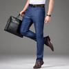 Летние и осенние мужские тонкие эластичные и свободные джинсы, классические деловые повседневные прямые джинсовые брюки, мужские эластичные брюки