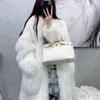 Новый темпераментный воротник из искусственного лисьего меха, вязаная средняя и длинная меховая женская свободная и тонкая меховая куртка, женская утолщенная