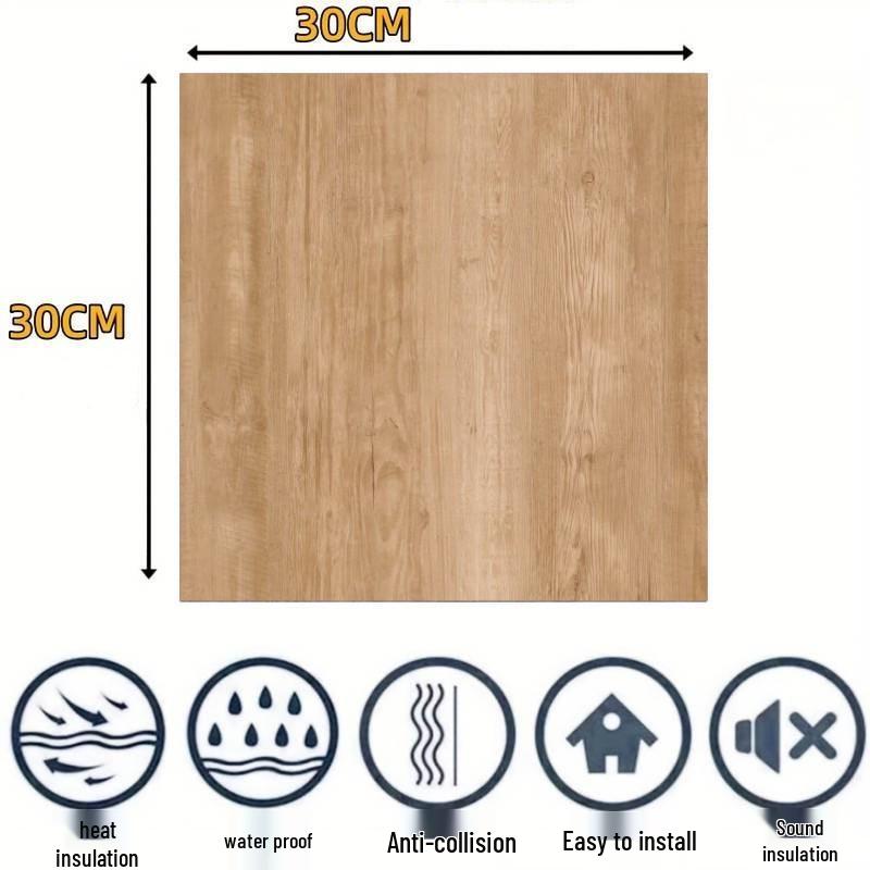Самоклеящаяся ПВХ плитка с текстурой дерева: Водонепроницаемый, влагостойкий, износостойкий для полов и стен спальни, гостиной, ванной комнаты.