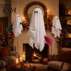 Ghost Decor for Home Halloween Outdoor Decoration, Large Hanging On Broom, Spooky Modern Healing Flying Gauze Tree, Porch, Yard, Patio, Outside
