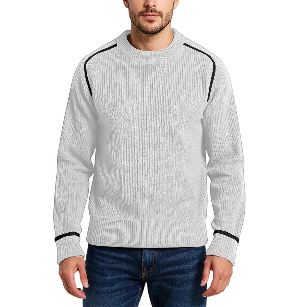 Men's Fashion Knitting Pullover Long Sleeves Loose Flip Collar Sweater
