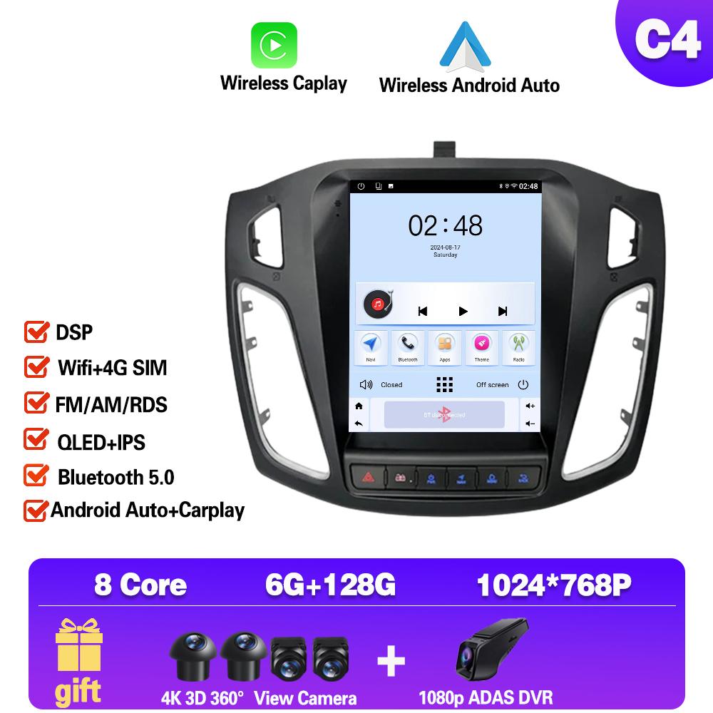 9.7 inch Android 14 Car Radio For Ford Focus 3 Mk 3 2011 2012 - 2019 Multimedia Carplay Video Player GPS navigation Stereo 2Din