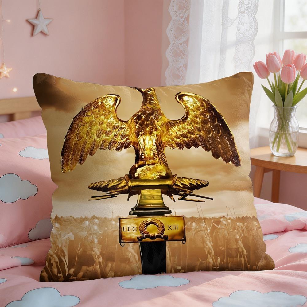 Gold Imperial Eagle Rome SPQR Cushion Cover Square Short Plush Pillow Case Living Room Sofa Home Decor Funda X