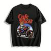 Винтажная футболка с принтом Девушка-байкер Cafe Racer, повседневная, для культуры катания, из чистого хлопка