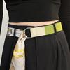 WTEMPO Canvas Printed Silk Scarf Belt Women's Fashionable Double-loop Buckle Unique Retro Elegant Versatile Belts