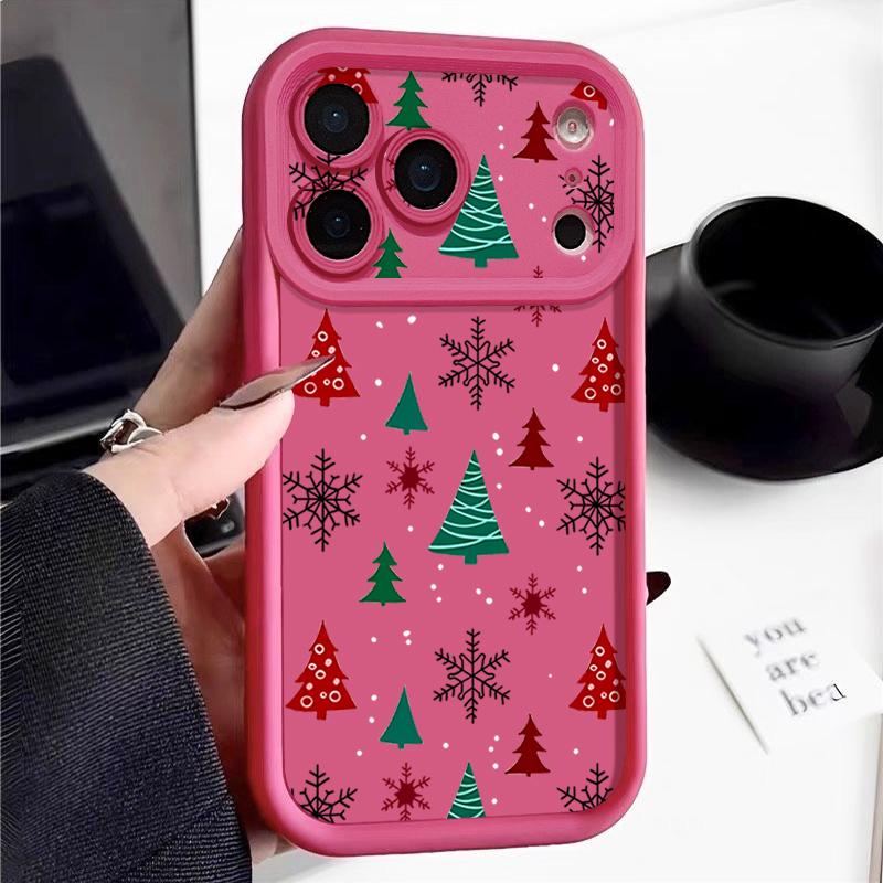 Merry Christmas Print Case For iPhone 17 Air 16 15 14 13 12 Pro Max 16 17 Pro 16e 11 Shockproof Solid Color Silicone Phone Cover Cases