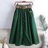 Summer Solid Color Loose Casual with Belt Skirts Women Vintage Aesthetic Chic Party Dress Female High Waist Sexy Femme Clothes