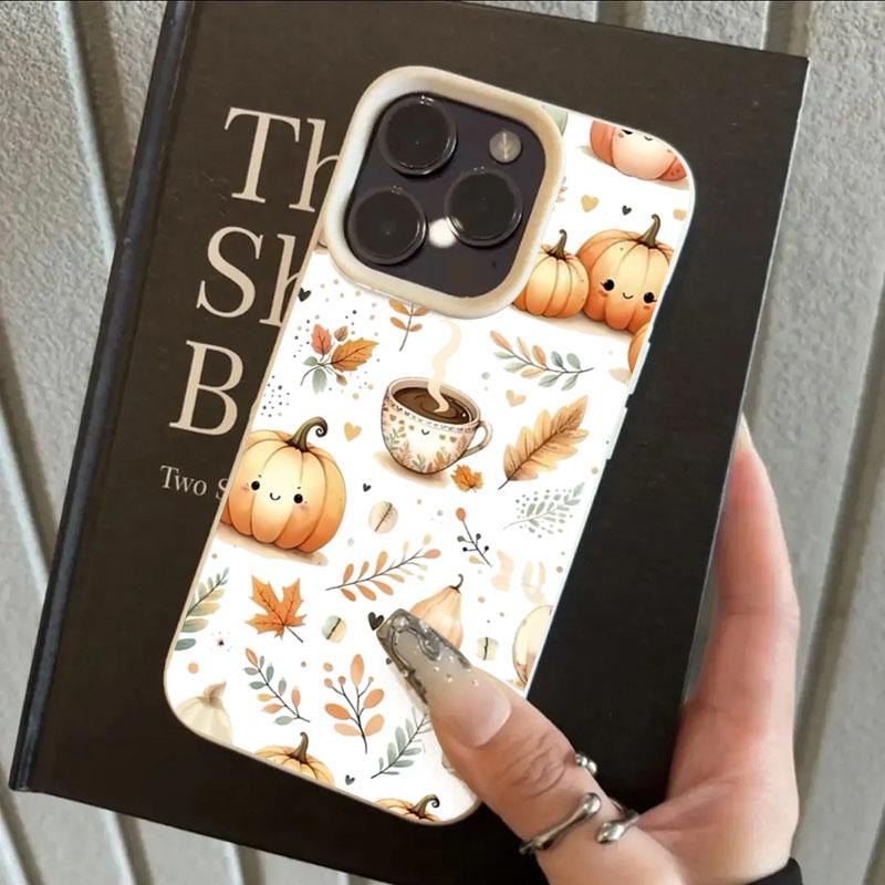 Для iPhone 17 16 15 14 13 12 11 Pro Plus Max Чехол Тыква Осенние Листья С Кофе Мягкий Чехол Для iPhone XS X XR Fundas Чехлы