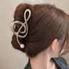 Hair Claw Musical Note Shape Faux Pearl Hair Clip Back Head Shower Hair Claw Decorative Hair Accessory