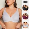 3Pcs Women Plus Size Bra with Wired Underwear Full Cup Wide Strap Unlined Thin Lingerie Everyday Casual Brassiere 85C-100C 85D-110D
