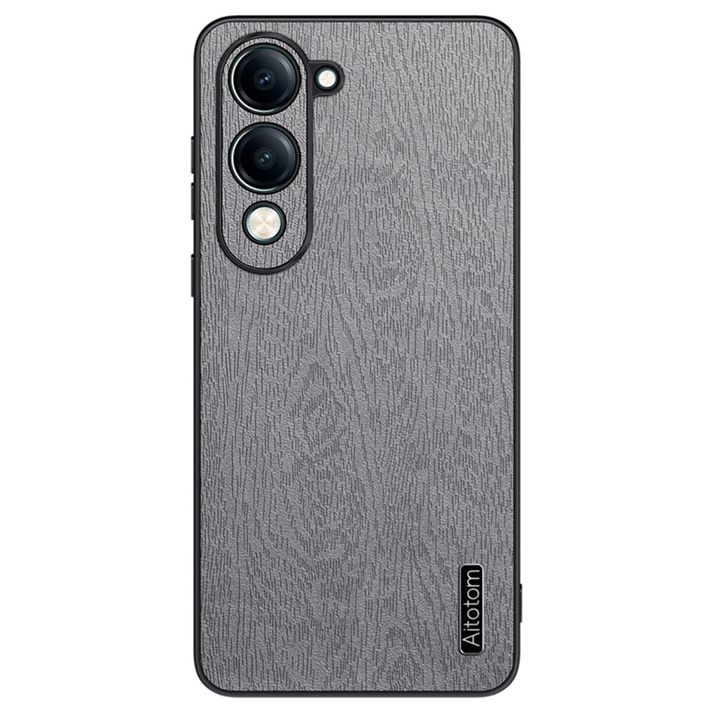 Для vivo Y04 4G Чехол Текстура дерева Покрытый ПУ кожей ПК ТПУ Чехол для телефона