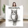 Мяу Скетч Мяу Кот Сова Мозговая Гниль Мем Игровой Сленг Мягкое Теплое Одеяло Детское Плюшевое Плед Принт Диван Кровать Фланель